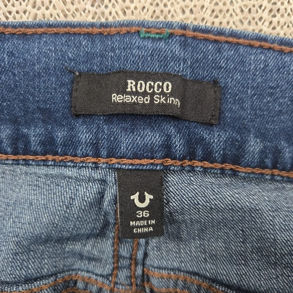 True Religion Jeans Mens 36x31 Blue Rocco Relaxed Skinny Stretch Denim Pants